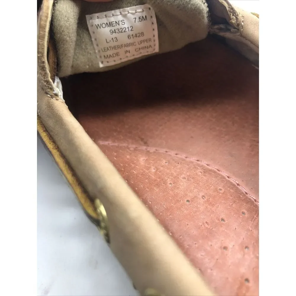 Sperry Top Sider Women's Tan Brown Leather‎ Chain Link Boat Shoes Size 7.5